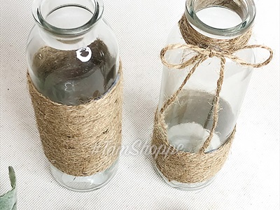 Chai thủy tinh quấn dây thừng trụ tròn cao 19cm [3 kiểu chọn - Kèm nút] CHAILO-HM-02