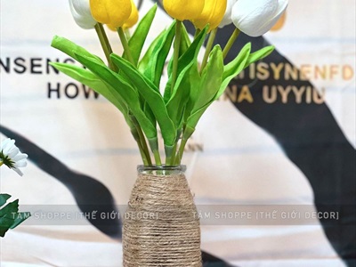 Chai thủy tinh quấn dây thừng trụ vuông cao 16cm [3 kiểu chọn - Kèm nút] CHAILO-HM-03