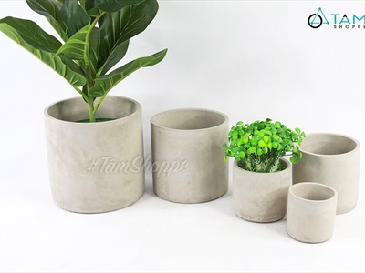 Chậu trồng cây xi măng trụ tròn màu tự nhiên nhiều cỡ CHAUTRONGCAY-02