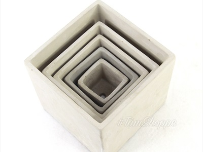 Chậu trồng cây xi măng vuông màu tự nhiên nhiều cỡ CHAUTRONGCAY-01