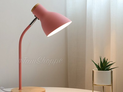 Đèn bàn học đế gỗ chụp phễu 5 màu Pastel Nordic Style DENBAN-02