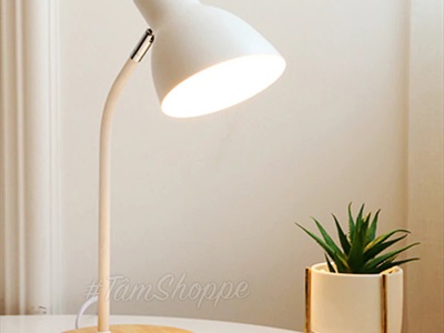 Đèn bàn học đế gỗ chụp phễu 5 màu Pastel Nordic Style DENBAN-02
