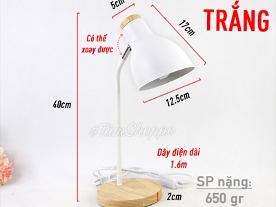 Đèn bàn học đế gỗ chụp phễu 5 màu Pastel Nordic Style DENBAN-02