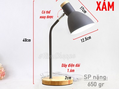 Đèn bàn học đế gỗ chụp phễu 5 màu Pastel Nordic Style DENBAN-02