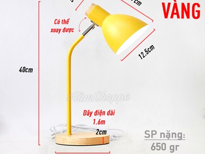 Đèn bàn học đế gỗ chụp phễu 5 màu Pastel Nordic Style DENBAN-02