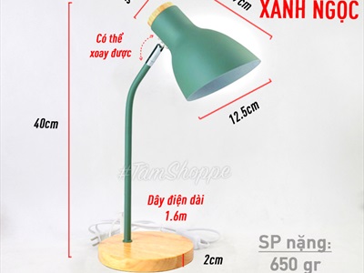 Đèn bàn học đế gỗ chụp phễu 5 màu Pastel Nordic Style DENBAN-02