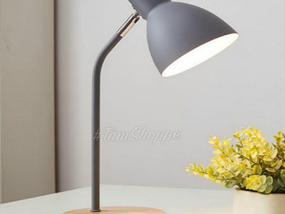 Đèn bàn học đế gỗ chụp phễu 5 màu Pastel Nordic Style DENBAN-02