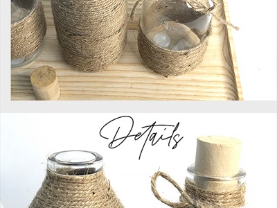 Chai thủy tinh quấn dây thừng dáng bom nút bần cao 13cm [3 kiểu chọn - Kèm nút] CHAILO-HM-01