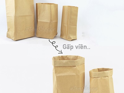 Set 05 túi giấy xi măng kraft đựng đồ cùng cỡ TUIDUNG-02
