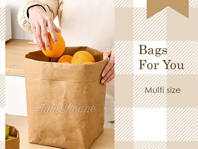 Set 05 túi giấy xi măng kraft đựng đồ cùng cỡ TUIDUNG-02