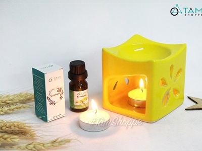 Combo: 01 đèn đốt nến + 01 vỉ nến 10 viên 4h + 01 tinh dầu 10ml (được chọn mùi) DDTD-COMBO-01