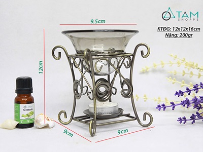 Đèn đốt tinh dầu khung sắt Bắc Âu DDTD-KS-01