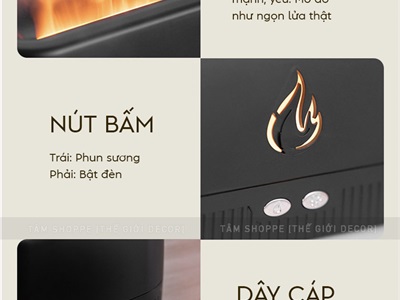 Máy khuếch tán tinh dầu ngọn lửa đơn giản [Cáp USB -Tặng tinh dầu] MKTTD-31