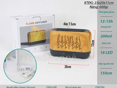 Máy khuếch tán tinh dầu phun khói siêu âm ngọn lửa [Tặng tinh dầu] MKTTD-18