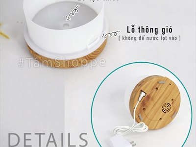 Máy khuếch tán tinh dầu trụ lùn vân gỗ phong cách biển phun khói siêu âm [Tặng tinh dầu] MKTTD-19