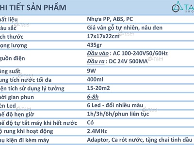 Máy khuếch tán tinh dầu Tulip cánh tròn vân gỗ phun khói siêu âm [Tặng tinh dầu] MKTTD-15