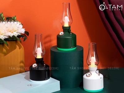 Máy phun sương tạo ẩm đèn dầu [Cáp USB - Sạc pin - Tặng thêm đầu lọc] MAYTAOAM-01