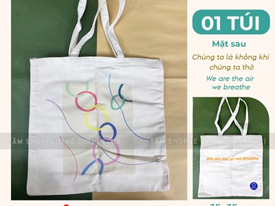 Túi tote vải canvas chủ đề bảo vệ môi trường [Đeo vai - Dày đẹp] TUIDUNG-04