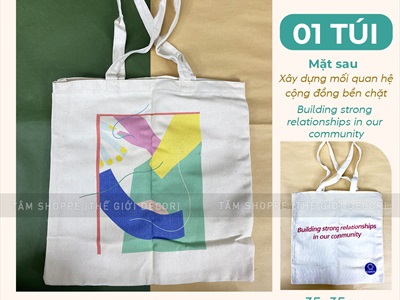 Túi tote vải canvas chủ đề bảo vệ môi trường [Đeo vai - Dày đẹp] TUIDUNG-04