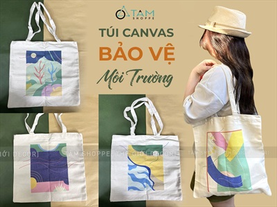 Túi tote vải canvas chủ đề bảo vệ môi trường [Đeo vai - Dày đẹp] TUIDUNG-04