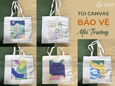 Túi tote vải canvas chủ đề bảo vệ môi trường [Đeo vai - Dày đẹp] TUIDUNG-04