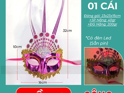 Mặt nạ nửa mặt lông ba chỉa có đèn Led [Sẵn pin - Nhiều màu chọn] MATNA-106