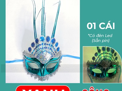 Mặt nạ nửa mặt lông ba chỉa có đèn Led [Sẵn pin - Nhiều màu chọn] MATNA-106