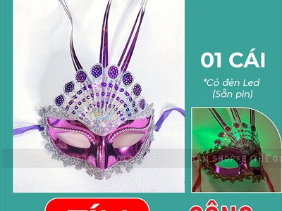 Mặt nạ nửa mặt lông ba chỉa có đèn Led [Sẵn pin - Nhiều màu chọn] MATNA-106