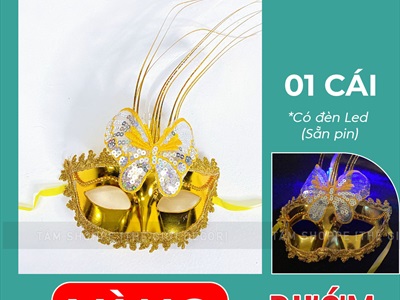 Mặt nạ nửa mặt lông ba chỉa có đèn Led [Sẵn pin - Nhiều màu chọn] MATNA-106