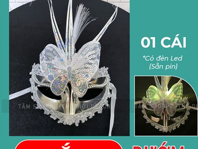 Mặt nạ nửa mặt lông ba chỉa có đèn Led [Sẵn pin - Nhiều màu chọn] MATNA-106