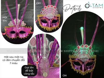 Mặt nạ nửa mặt lông ba chỉa có đèn Led [Sẵn pin - Nhiều màu chọn] MATNA-106