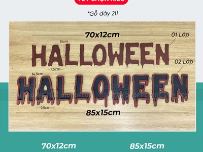 Bộ chữ HALLOWEEN gỗ kiểu nhiễu máu [Bằng gỗ - Mỏng nhẹ] CHUGO-16