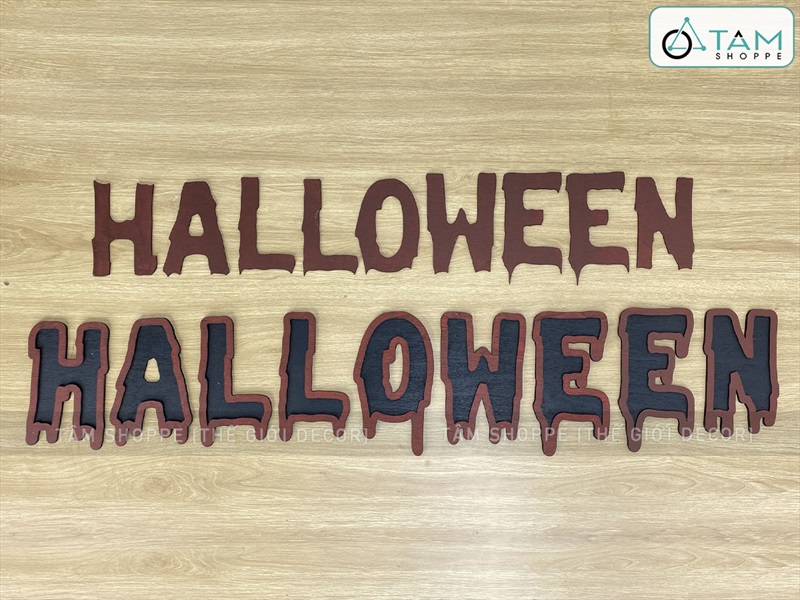 Bộ chữ HALLOWEEN gỗ kiểu nhiễu máu [Bằng gỗ - Mỏng nhẹ] CHUGO-16
