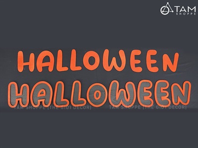 Bộ chữ HALLOWEEN gỗ tông cam chữ tròn [Bằng gỗ - Mỏng nhẹ] CHUGO-15