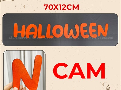 Bộ chữ HALLOWEEN gỗ tông cam chữ tròn [Bằng gỗ - Mỏng nhẹ] CHUGO-15
