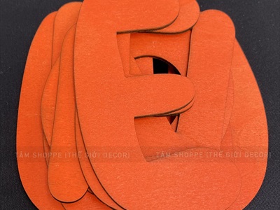 Bộ chữ HALLOWEEN gỗ tông cam chữ tròn [Bằng gỗ - Mỏng nhẹ] CHUGO-15