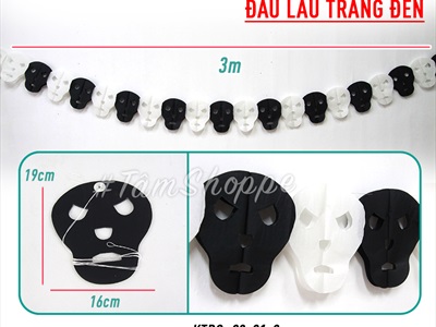 Dây banner treo Halloween bằng giấy các kiểu dài 3m BANER-HLW-02