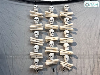 Dây treo Halloween đầu lâu nhựa xương chéo dài 110cm DTR-HLW-03