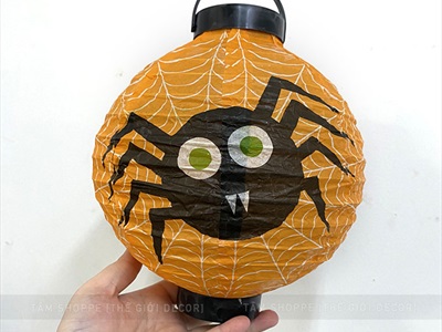 Lồng đèn Halloween giấy khung nhựa có đèn Led ĐK20cm (tặng Pin) LDEN-GIAY-09