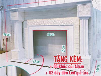 [ORDER 3-5 NGÀY] Mô hình lò sưởi trang trí cỡ lớn D140cm [Tặng củi + Dây đèn] LOSUOI-02