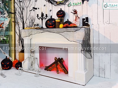[ORDER 3-5 NGÀY] Mô hình lò sưởi trang trí cỡ lớn D140cm [Tặng củi + Dây đèn] LOSUOI-02