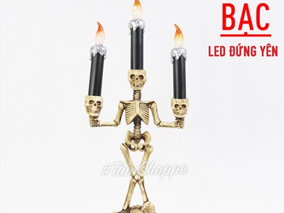 Nến điện tử bộ xương ba đầu ba ngọn nến sẵn pin NEN-DT-08