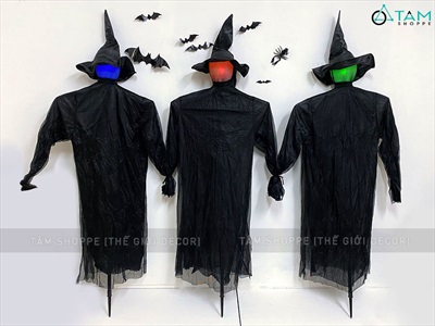 Set 03 con ma phù thuỷ đen nắm tay gào thét (cảm ứng tiếng động - tặng Pin) HLW-MAQUY-07
