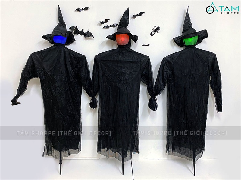 Set 03 con ma phù thuỷ đen nắm tay gào thét (cảm ứng tiếng động - tặng Pin) HLW-MAQUY-07