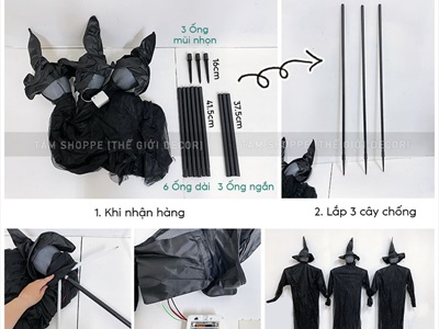 Set 03 con ma phù thuỷ đen nắm tay gào thét (cảm ứng tiếng động - tặng Pin) HLW-MAQUY-07