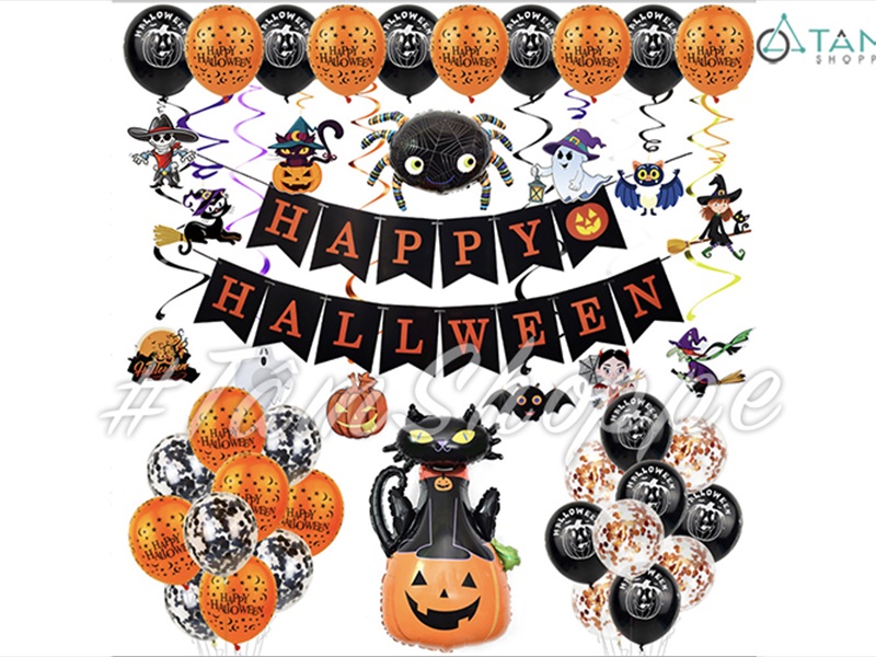 Set bóng Halloween chủ đề Mèo - Nhện SETBONG-HLW-02