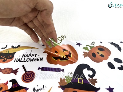 Set Decal Halloween dán kính không keo khổ dán 40x60cm nhiều kiểu DECAL-HLW-05