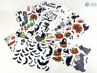 Set Decal Halloween dán kính không keo khổ dán 40x60cm nhiều kiểu DECAL-HLW-05