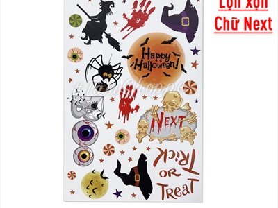Set Decal Halloween dán kính không keo khổ dán 40x60cm nhiều kiểu DECAL-HLW-05