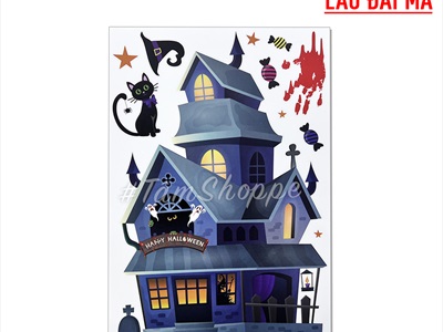 Set Decal Halloween dán kính không keo khổ dán 40x60cm nhiều kiểu DECAL-HLW-05